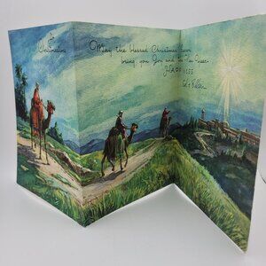 Vintage At‎ Christmastime Greeting Card With Camel & Desert Scene